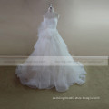 Graceful heart line ruffle ORG lace wedding dress with a handmade flower